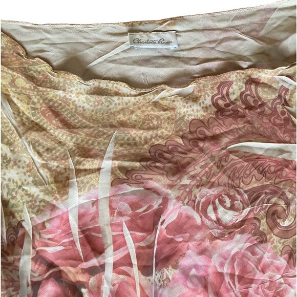 Vintage Charlotte Russe Rose + Beige Asymmetrical Mermaid Top - Picture 8 of 10